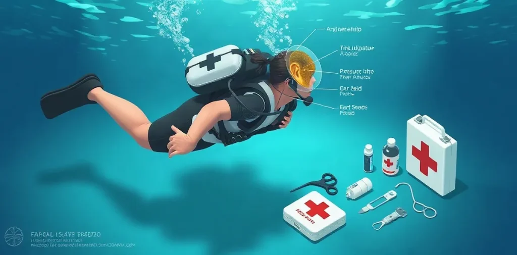 Hero illustration for the article “First Aid Essentials for Diving Ear Barotrauma”