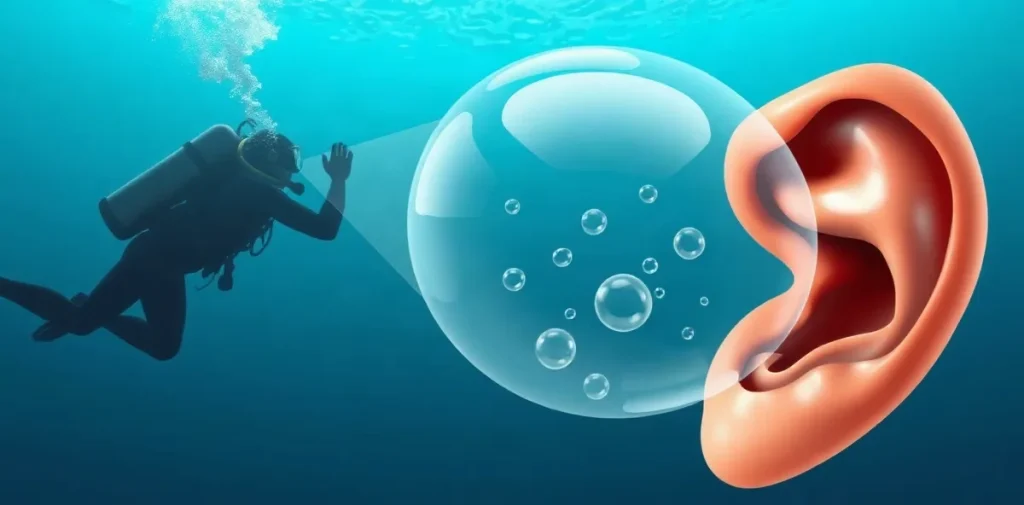 Hero illustration for the article “Recognizing Early Signs of Inner Ear Decompression Sickness”