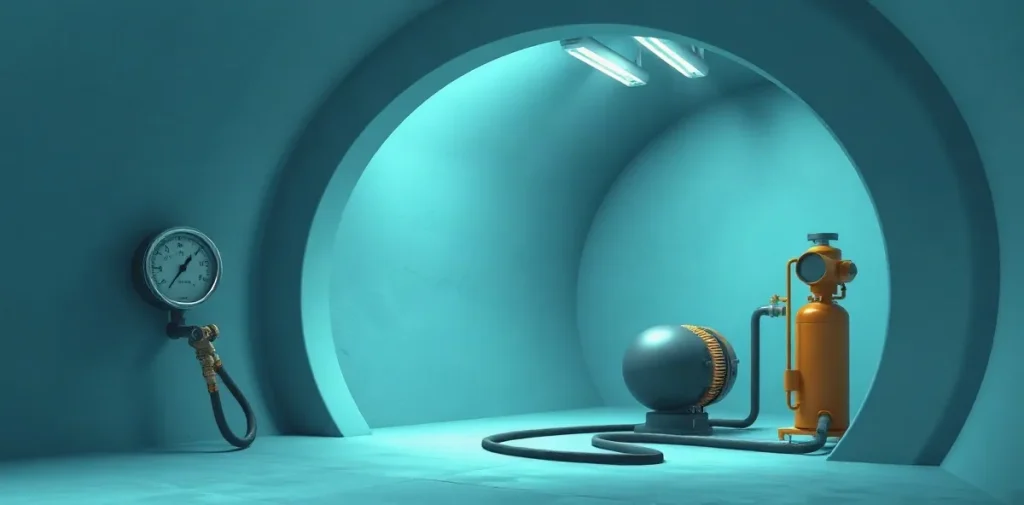 Hero illustration for the article “Trimix Saturation and Tunnel Excursions: Research Summary”