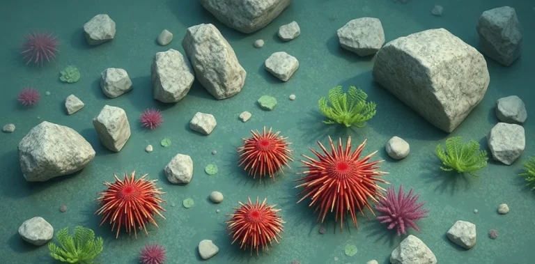 Hero illustration for the article “Habitat Influences on Sea Urchin Populations”
