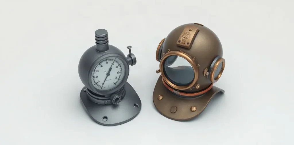 Hero illustration for the article “Haldane, Hill and Siebe: Diving History”