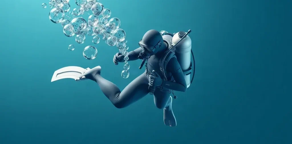 Hero illustration for the article “The Physiology Behind Oxygen Toxicity in Deep Dives”
