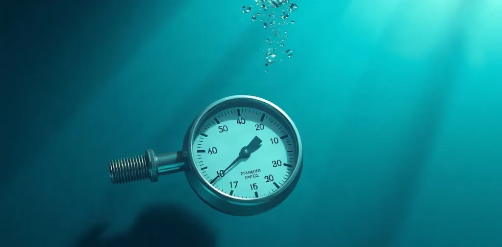 Hero illustration for the article “Pressure Transmission at 2 Meters: What Happens to Your Body”
