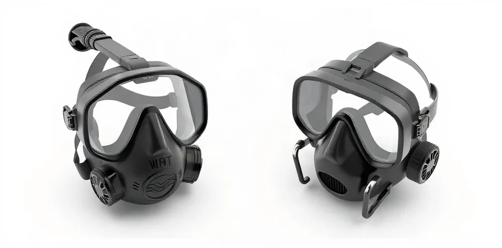 Hero illustration for the article “Full-Face vs Traditional Dive Masks: Usability and Safety”
