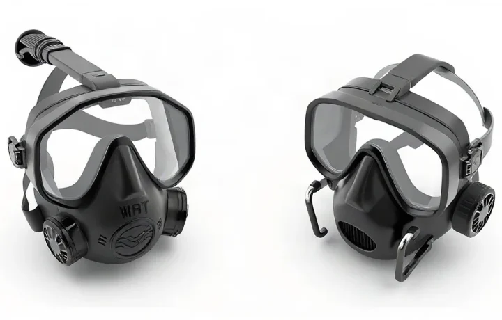 Hero illustration for the article “Full-Face vs Traditional Dive Masks: Usability and Safety”