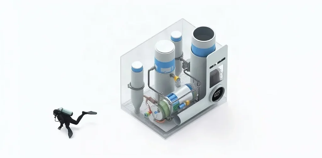 Hero illustration for the article “How Rebreather Systems Optimize Gas Use and Extend Dive Time”