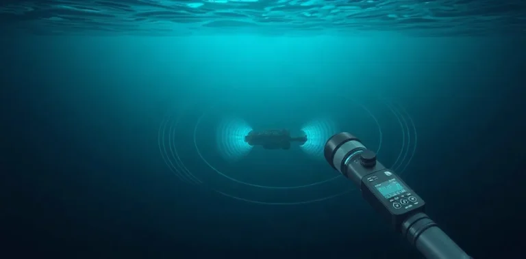 Hero illustration for the article “Diver-Held Sonar and Underwater Imaging”