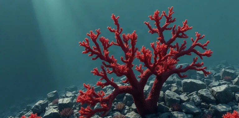 Hero illustration for the article “Red Tree Coral Reproduction in Alaskan Fjords”